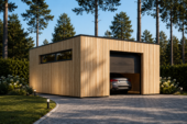 Holzgarage mit Flachdach (34mm + Holzverschalung), 6x6m, 36m²