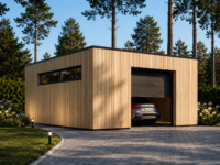 Holzgarage mit Flachdach (34mm + Holzverschalung), 6x6m, 36m²