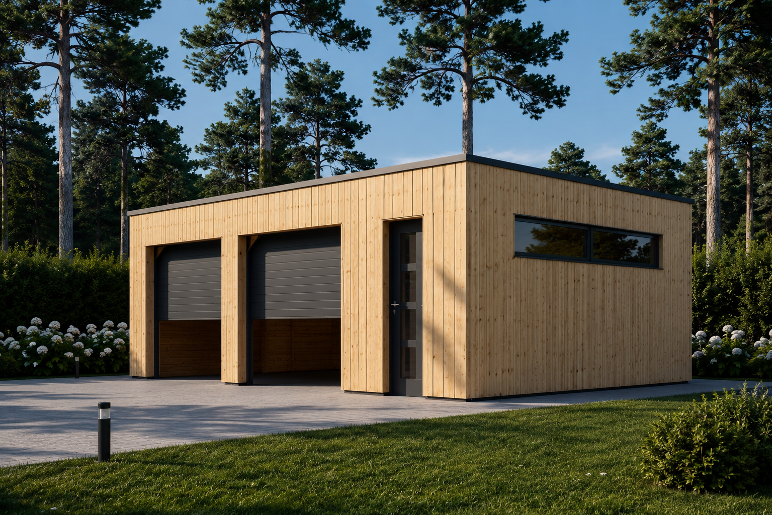 Holzgarage-mit-Flachdach-Plus-34mm-Holzverschalung-8x6m-48m²-3.png Holzgarage mit Flachdach Plus (34mm + Holzverschalung), 8x6m, 48m² – Bild 1