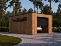 Holzgarage mit Flachdach mit 34mm + Holzverschalung, 4x6m, 24m²