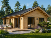 Blockbohlenhaus ANGELA (66 mm), 63m² Isoliert