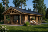 Holzhaus TRAUNSEE (Isoliert, 66 mm + Holzverschalung), 46 m²