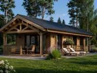 Holzhaus TRAUNSEE (Isoliert, 66 mm + Holzverschalung), 46 m²
