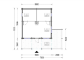 Blockbohlenhaus INNSBRUCK (44+44 mm · Extra Isoliert) · 36 m² + 14 m² Schlafboden – Bild 7