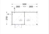 Gartenhaus LAURA mit Anbau (28 mm), 5.2x2.7 m, 7 m² + 7 m² – Bild 7