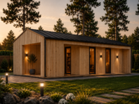 Blockbohlenhaus MILAN Modern (44 mm + Holzverschalung) – 37 m² Isoliert
