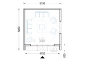 Gartenhaus ELSA (34 mm + Holzverschalung), 5x5m, 25m² Isoliert – Bild 6