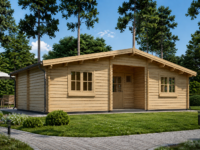 Premium Blockbohlenhaus FRITZ (44+44 mm · Extra Isoliert) · 60 m²