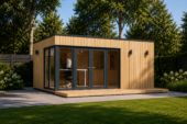 Premium Gartenhaus (34mm + Holzverschalung), 6x4m, 24m² Isoliert