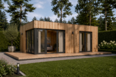 Premium Gartenhaus (34–44 mm + Holzverschalung), 6,5×4,5 m – 30 m² Extra Isoliert