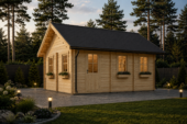 Blockbohlenhaus mit Schlafboden SALLY (44mm), 27m² – Bild 3