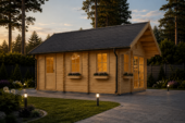 Blockbohlenhaus mit Schlafboden SALLY (44mm), 27m² – Bild 4