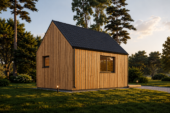 Blockbohlenhaus SUSI (44mm + Holzverschalung), 20m² Premium Isoliert – Bild 2