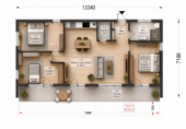 Holzhaus KULM 3 (66 mm + Holzverschalung) 70m²Premium Isoliert – Bild 5