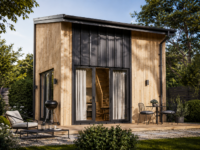 Blockbohlenhaus SANDRA (44mm + Holzverschalung), 20m² Isoliert – RClass