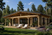Holzwohnhaus Florenz Isoliert, 66 mm + Holzverschalung, 84 m²