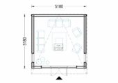 Gartenhaus EMIL (34 mm + Holzverschalung, Isoliert), 5×5 m – 25 m² – Bild 6