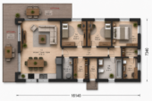 Holzhaus ROMAN(Isoliert, 66 mm + Holzverschalung), 93 m² – Bild 3