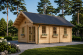 Blockbohlenhaus mit Schlafboden SALLY (44mm), 27m² – Bild 5