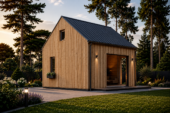 Blockbohlenhaus SASCHA (44 mm + Holzverschalung), 20 m² Extra Isoliert – Bild 2