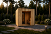 Gartensauna DANIEL (34 mm + Holzverschalung), 2,6 x 2,1 m, 3,8 m² mit Terrasse 3 m² – Bild 3