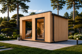 Gartensauna mit Vorraum DANIEL 34 mm + Holzverschalung), 4,6 x 2,1 m, 7,2 m² mit Terrase 6,7 m² – Bild 3