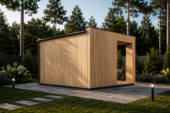 Gartensauna mit Vorraum DANIEL 34 mm + Holzverschalung), 4,6 x 2,1 m, 7,2 m² mit Terrase 6,7 m² – Bild 4