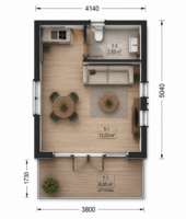 Blockbohlenhaus SUSI (44mm + Holzverschalung), 20m² Premium Isoliert – Bild 5