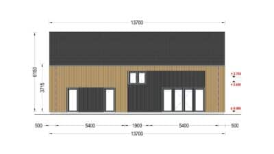 Holzhaus INGRID (44 mm + Holzverschalung), 170 m²