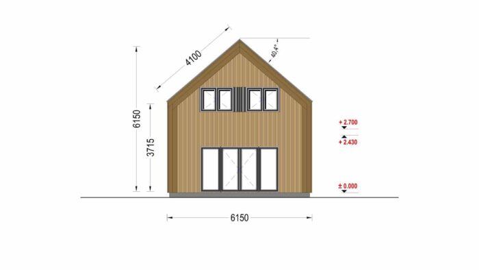 Holzhaus ASTRID (44 mm + Holzverschalung), 120 m²