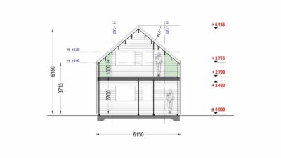 Holzhaus INGRID (44 mm + Holzverschalung), 170 m²