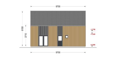 Holzhaus ASTRID (44 mm + Holzverschalung), 120 m²